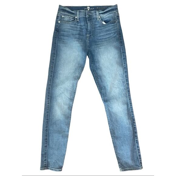 7 For All Mankind The Cropped Skinny Jeans Women’s Size 28 Light Wash Denim - Picture 1 of 3